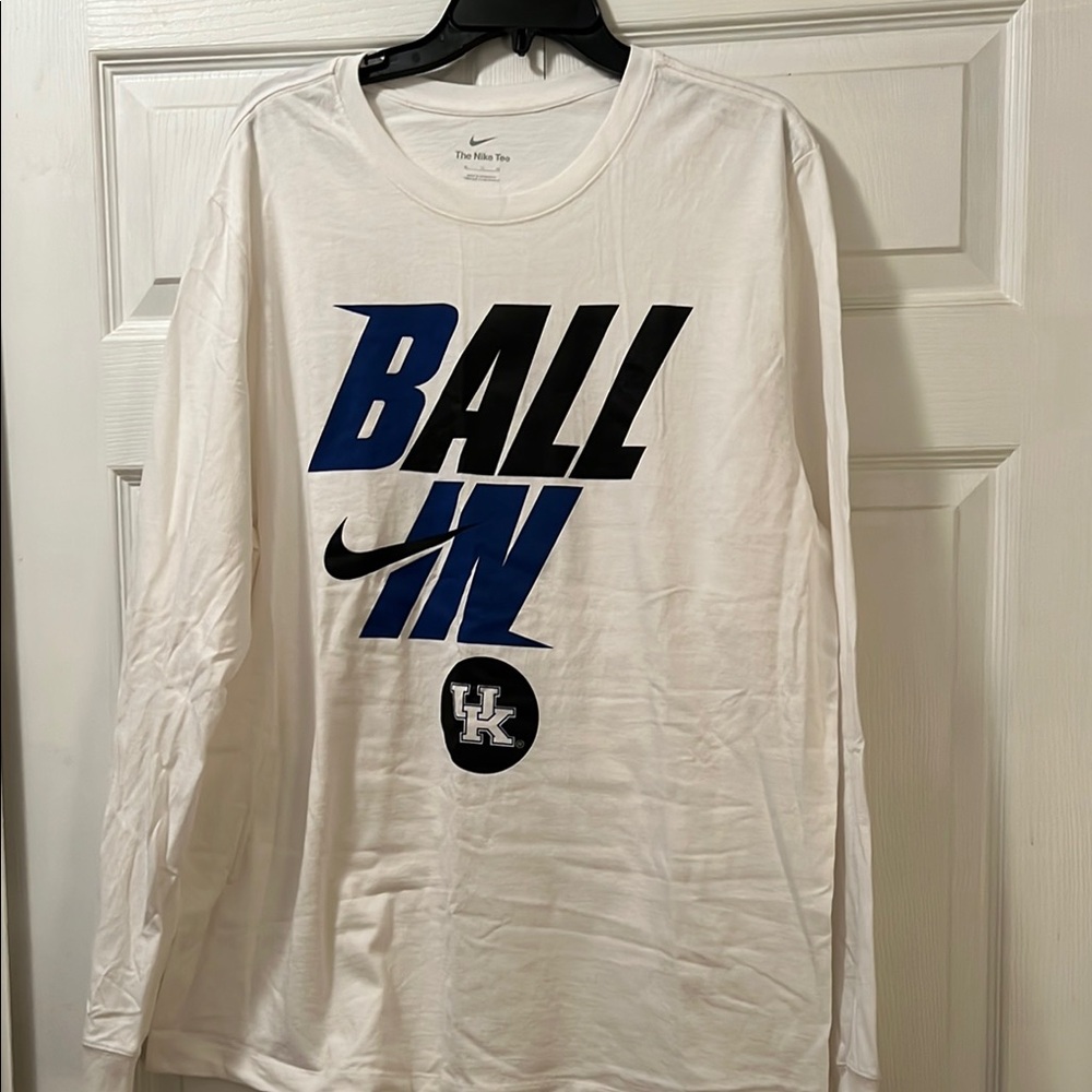 NWOT Nike White and Blue 'Ball In' Long Sleeve Shirt